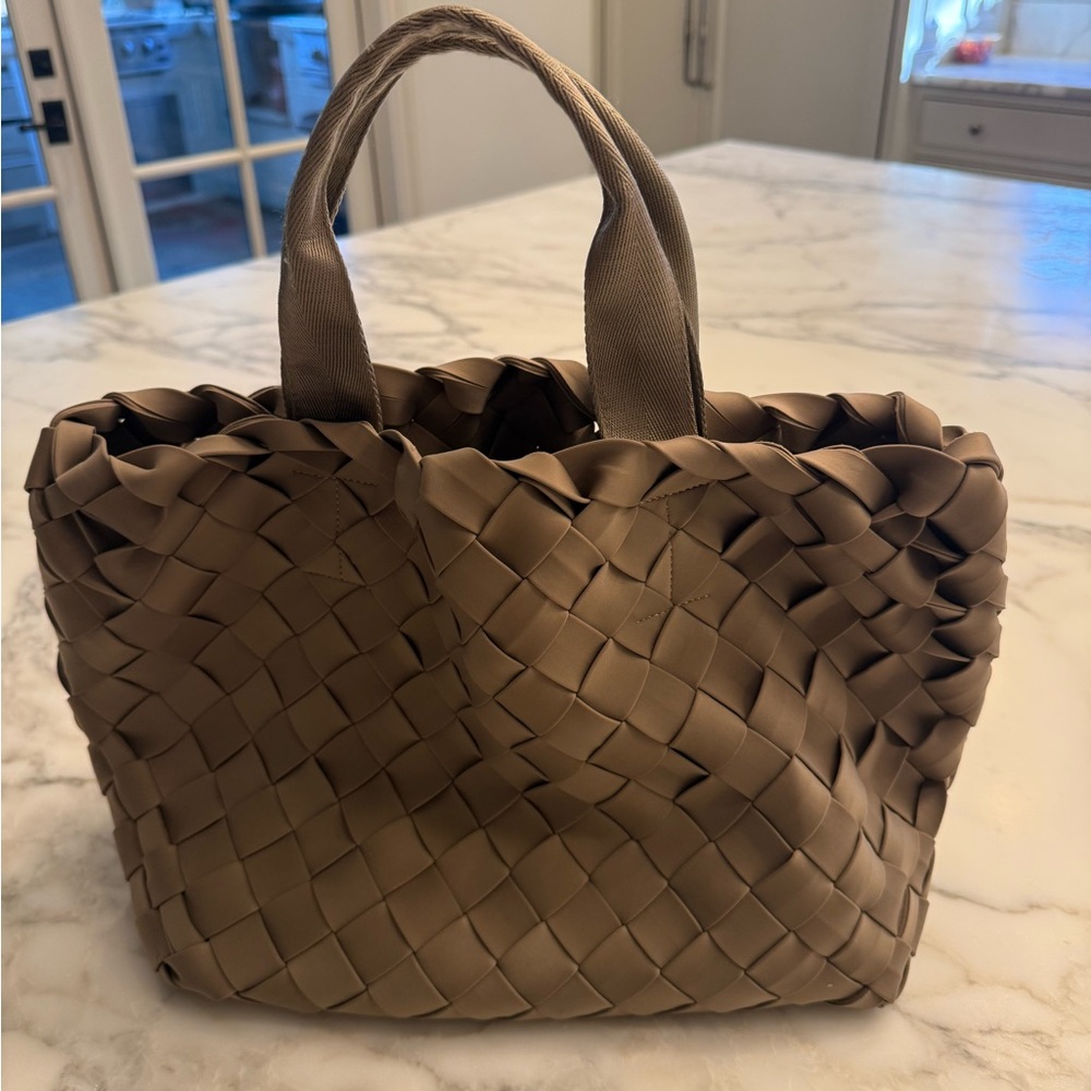 Naghedi Taupe Woven Tote Bag